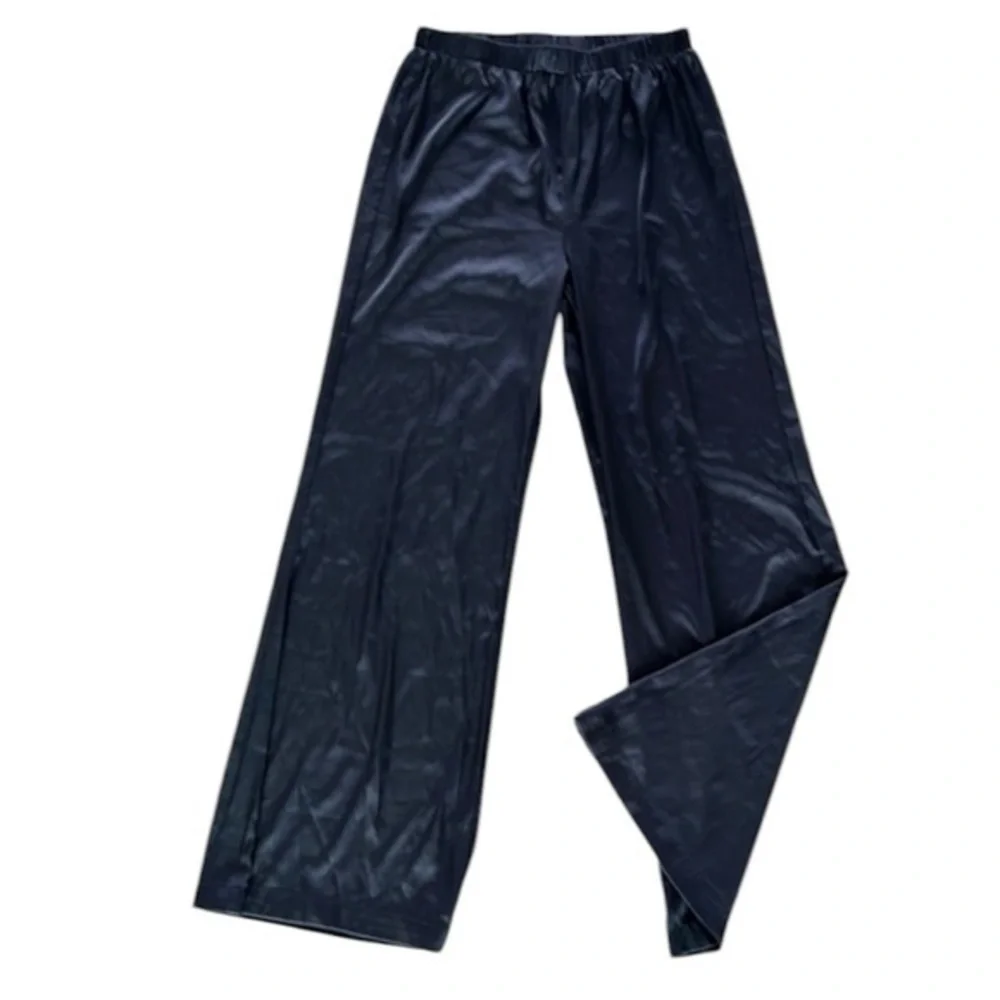 KITTENISH smoke gray satin wide leg pants size medium